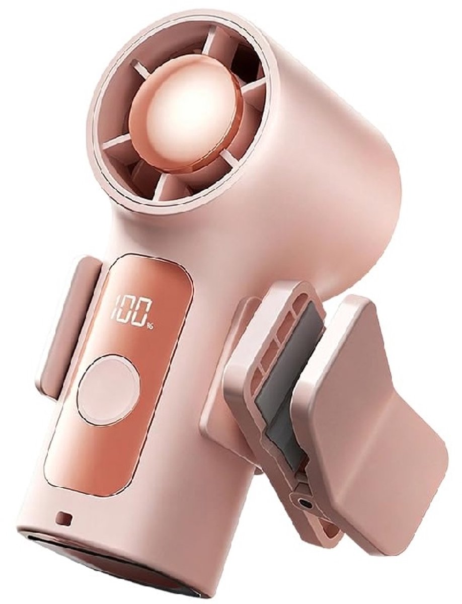 longziming -Draagbare USB Ventilator - Mini Handventilator - Bureau Ventilator - 6 Snelheden - Stil Koelsysteem - ABS - Oplaadbaar & Compact - 1 Stuk - Roze