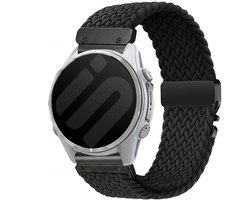 Strap-it Garmin Fenix Universeel 22mm gevlochten bandje met P-buckle - horlogebandje geschikt voor Garmin Fenix 8 / 7 / 6 / 5, Forerunner 970 / 965 / 955 / 945 / 935 / 745, Epix Gen 2 / Pro 47mm en Quatix 7 / 8 - zwart/zwart