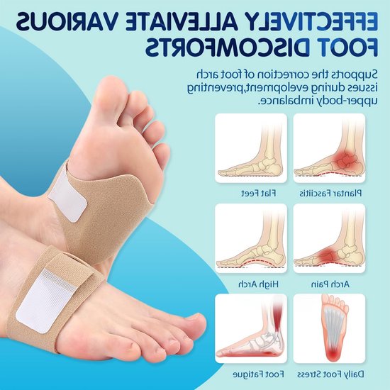 Ondersteunende Sokken voor Plantenfasciitis | Ademend en Verstelbaar | Ideaal voor Vallen Voorkanten en Platte Voeten | Unisex | 1 Paar | Beige — afbeelding 4