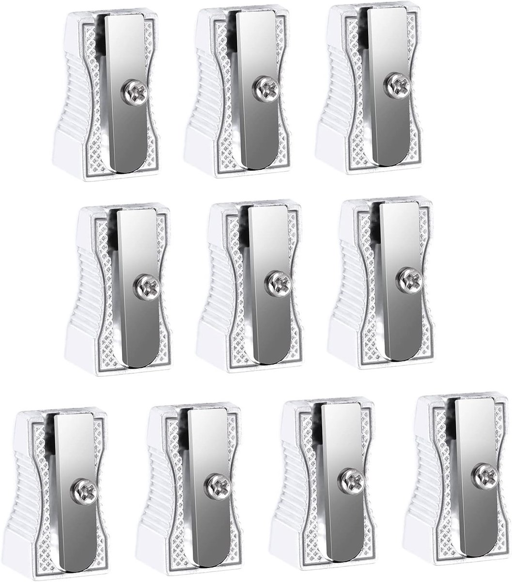 Puntenslijpers Set van 10 Stuks, Aluminium Legering, Handmatige Slijper voor Potloden, Perfect voor Scholen en Kantoor Gebruik