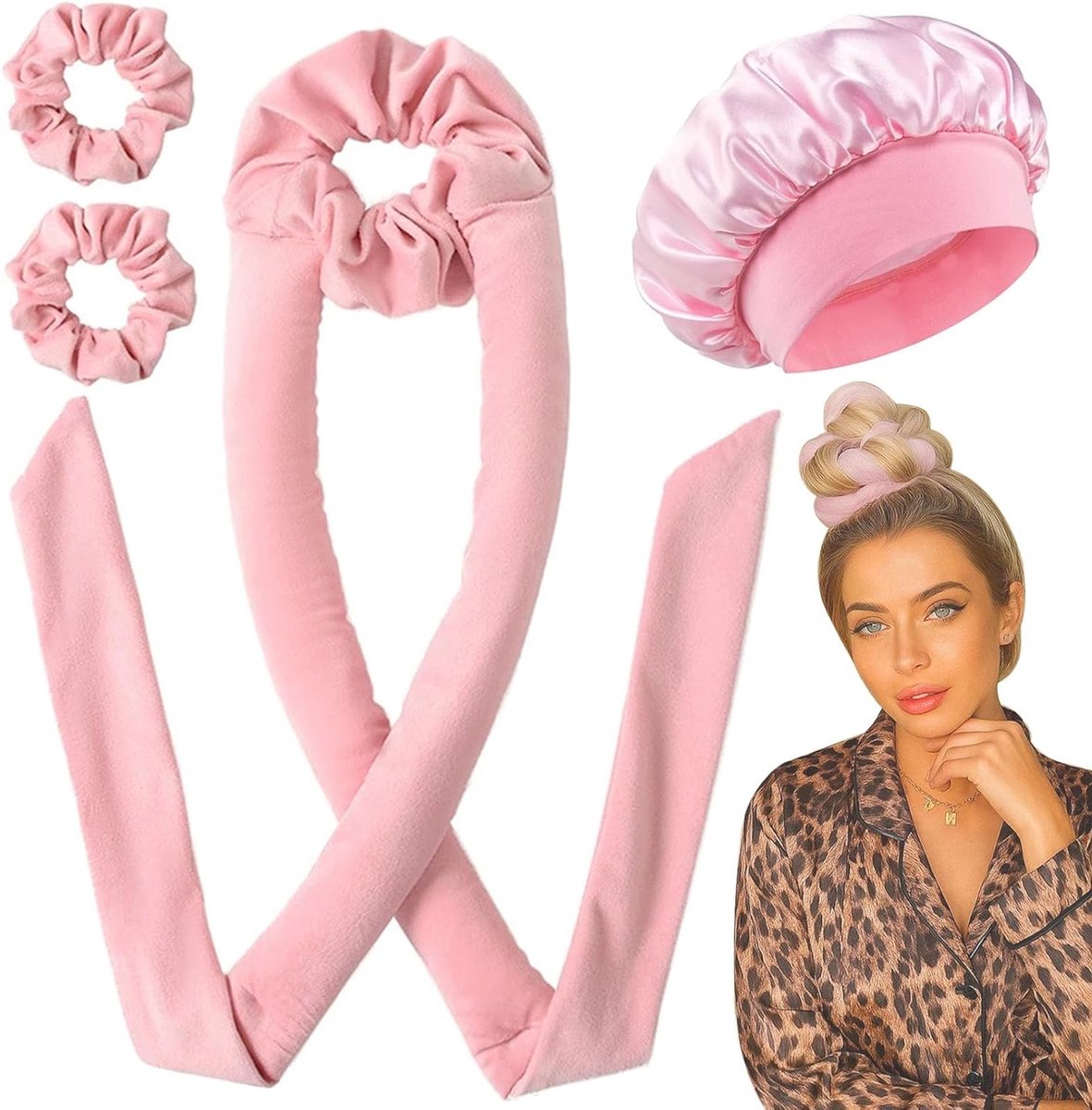 Zachte haarrollers voor hittevrije krullen, ideaal voor 's nachts, geschikt voor medium tot lang haar, creëer grote, mooie krullen zonder schade aan je haar