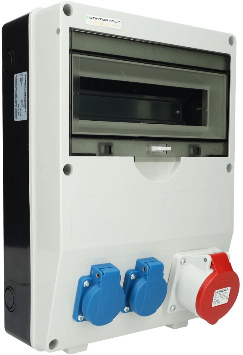 EMAT ledige kunststof wandverdeler IP44 met 1x CEE 5P 32A en 2x schuko 16A (85016001)