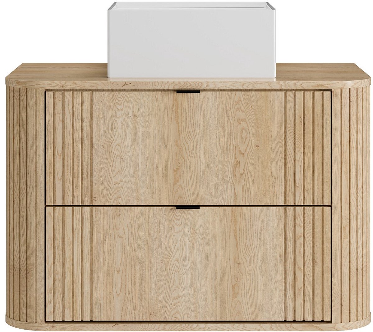 Vente-unique Zwevend badkamermeubel met vierkante opbouwwastafel - Licht naturel - 80 cm - FILOR