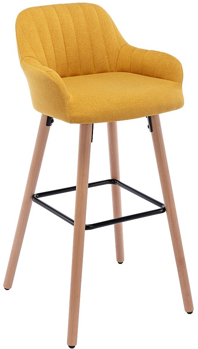 Vente-unique Barkruk van stof met beukenhouten poten - Geel - ELEANA