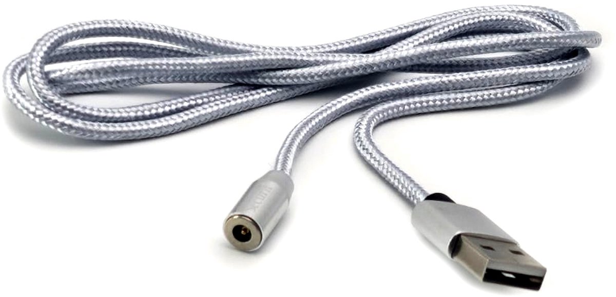 Magnetische USB Oplaadkabel 1m – Inclusief USB‑C & Micro‑USB Plug – Wit