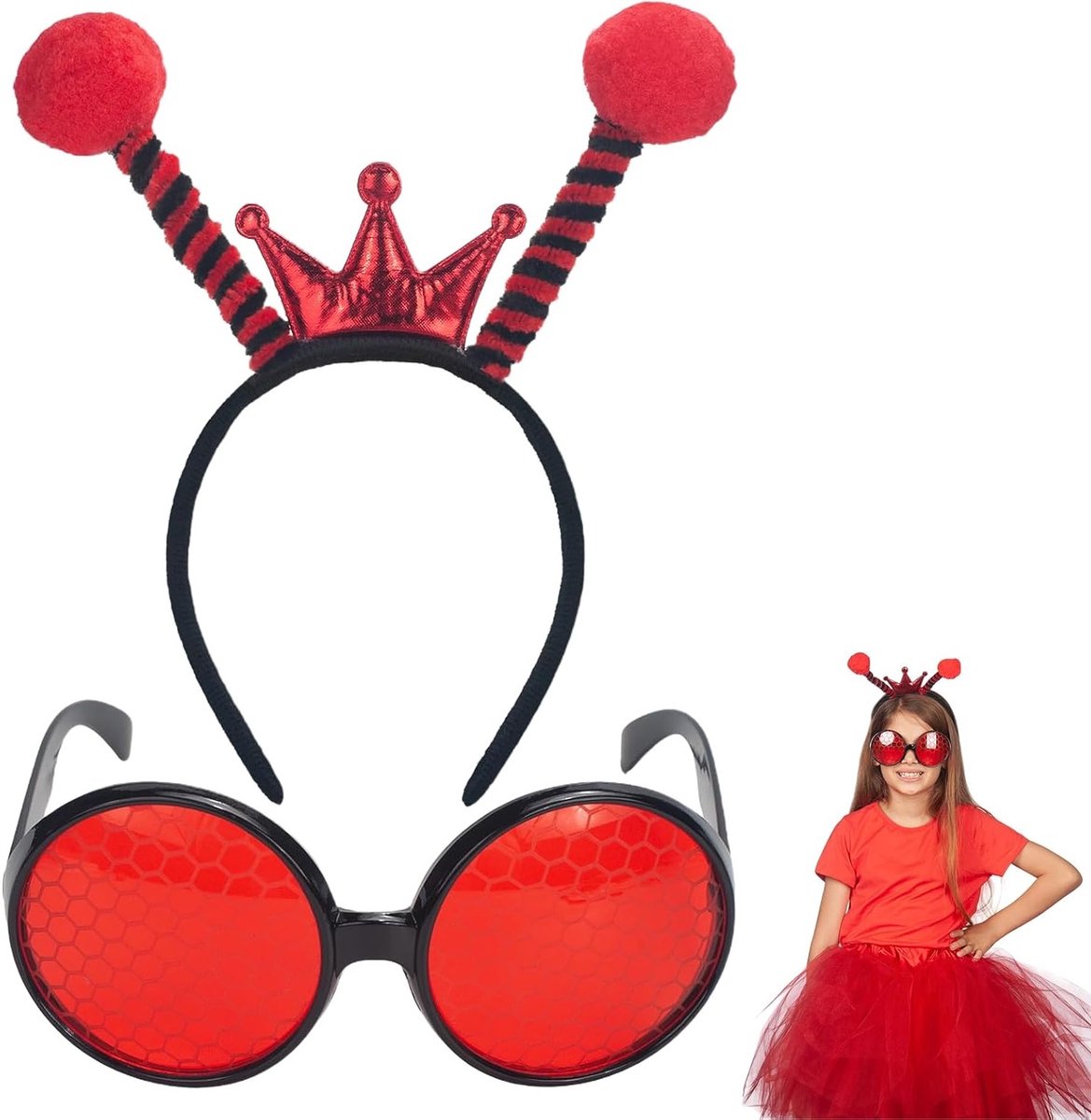 Stirnband en Bril Set voor Insecten Kostuum - Bijen en Vlinder Accessoires voor Halloween voor Dames en Heren