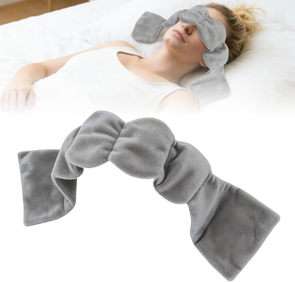 Gewogen slaapmasker voor optimale nachtrust, meditatie en reizen - Oogmasker met parels en blackout functie (grijs)