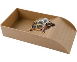Grote Waterbak voor Schildpadden en Reptielen, Klimgedeelte, Badaccessoires voor Amfibieën en Aquariums, Bruin