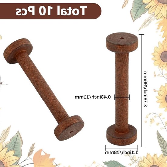 10 Stuks Houten Spoelen voor Ribbons - Lege Spoelen in Kokosbruin voor Weven, Haakwerk en DIY Projecten - Ideaal voor Creatieve Klussen en Organisatie van Garens — afbeelding 4