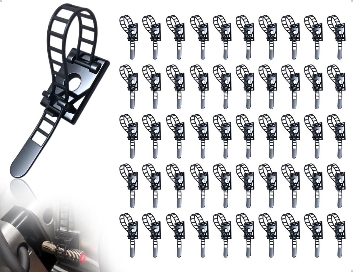 Kabelklemmen - Kabelclips Kabelhouders - Kabels Organiseren - Met Schroefgat - 50 stuks - Zwart