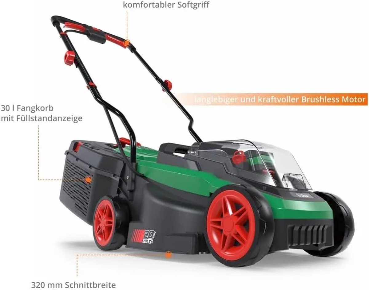 Accu Grasmaaier - Elektrische Grasmaaier - Klein Gazon Onderhoud - Borstelloze Motor - 32cm Snijbreedte thumbnail 4