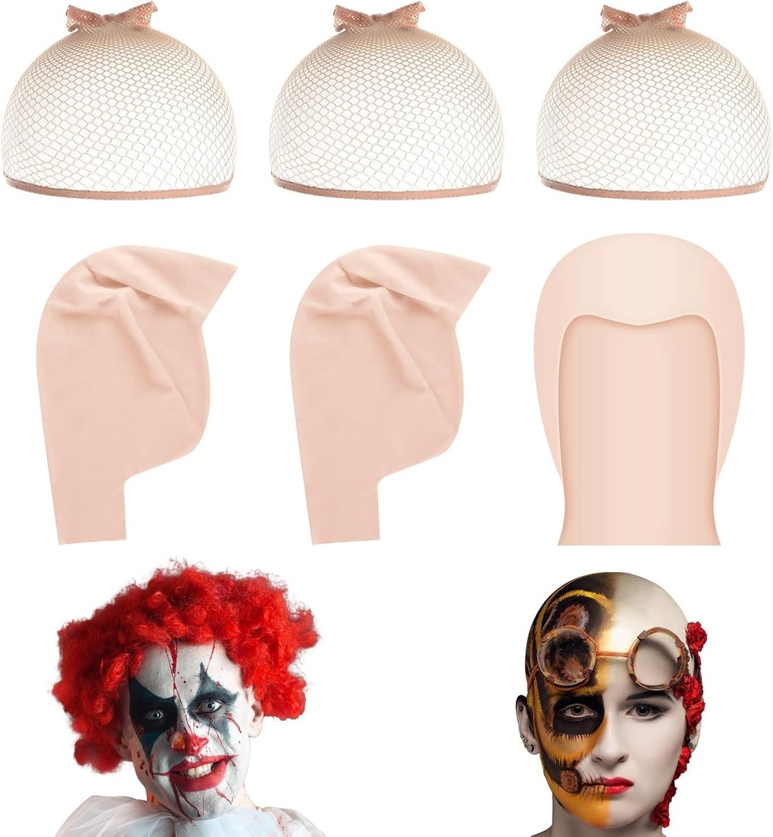 Halloween Kaal Hoofdeksel voor Volwassenen, Latex Kaal Caps voor Make-up en Perücken, Perfect voor Kostuums