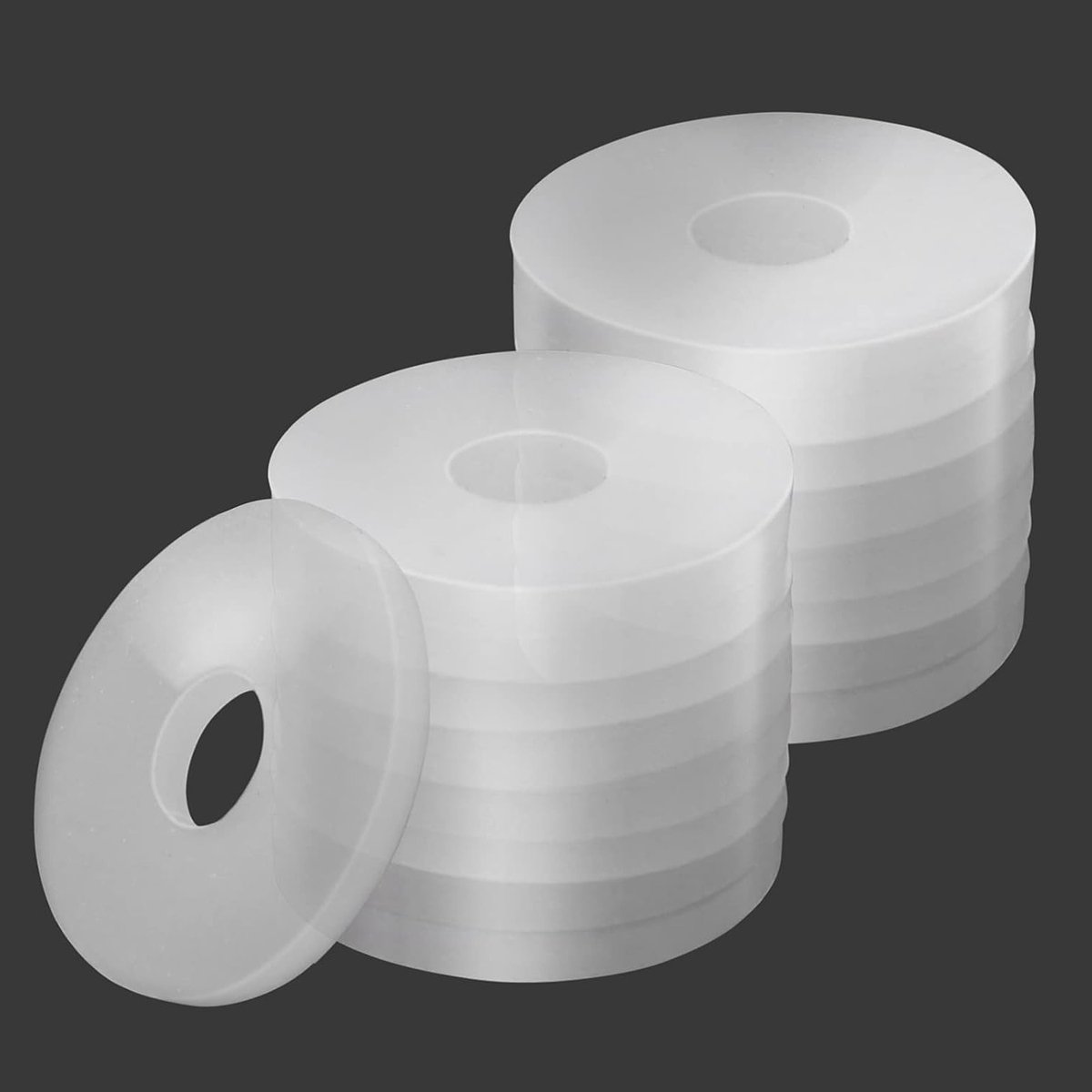 20 stuks nylon ringetjes in platte ronde vorm, 20 mm buiten, 5 mm binnen, 2 mm dik, transparante schijven voor deurhengsels en algemeen gebruik
