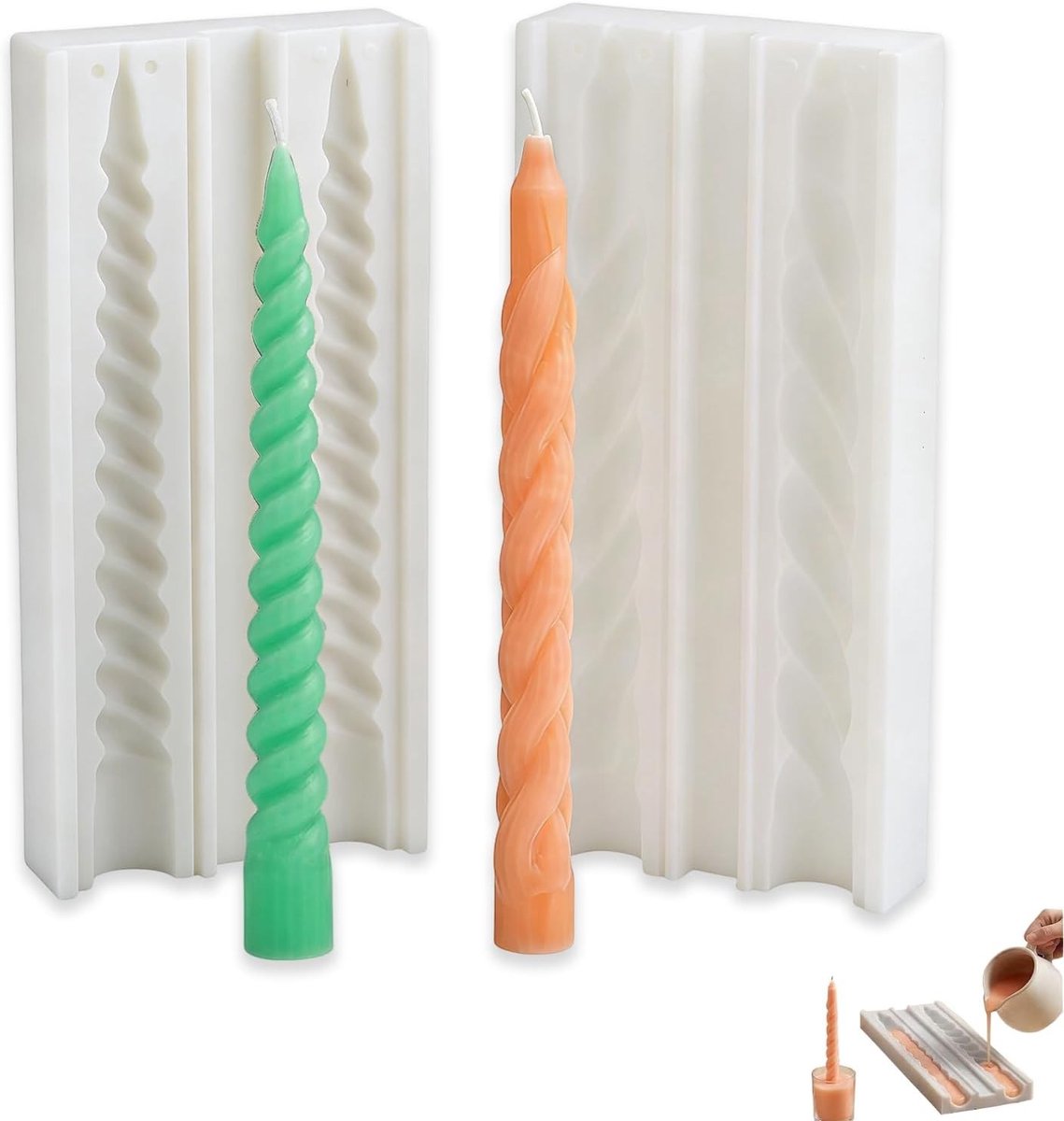 Siliconen Kaarsvormen 3D Spiraalvorm - 2 Stuks, Makkelijk Los Te Maken, Perfect voor Diner en Huisdecoratie