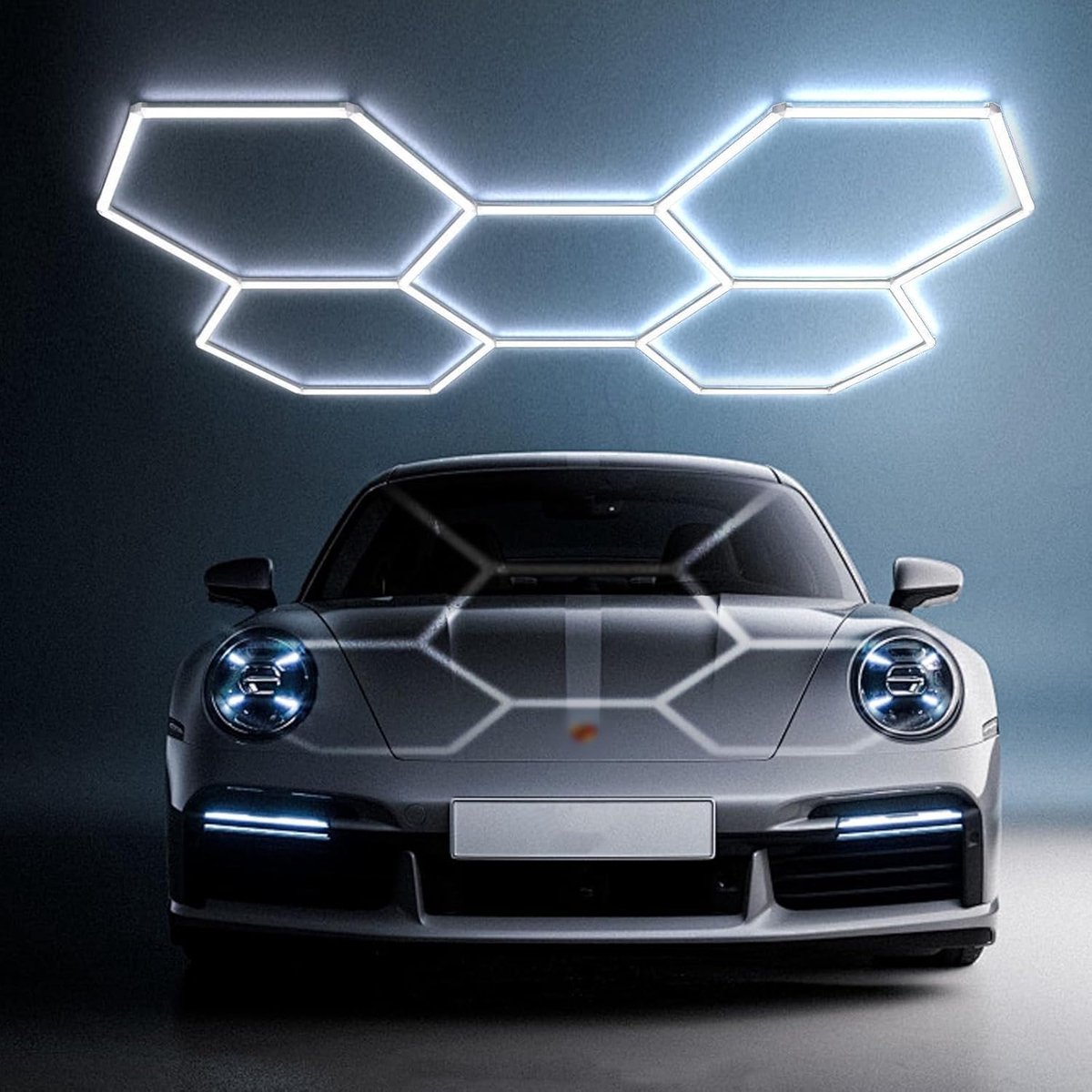 LED Werkplaatsverlichting - Hexagon Lamp - Verlichten van Ruimtes - Koppelbaar Ontwerp - 2425 x 1680 mm - Wit