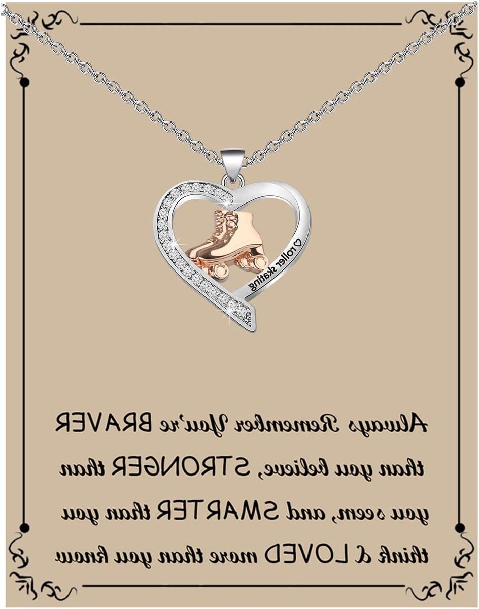 Rolschaatsen Ketting Roller Skate Sieraden Cadeau Geven Met Inspirerende Tekst 43cm + 5cm Zilverkleurig