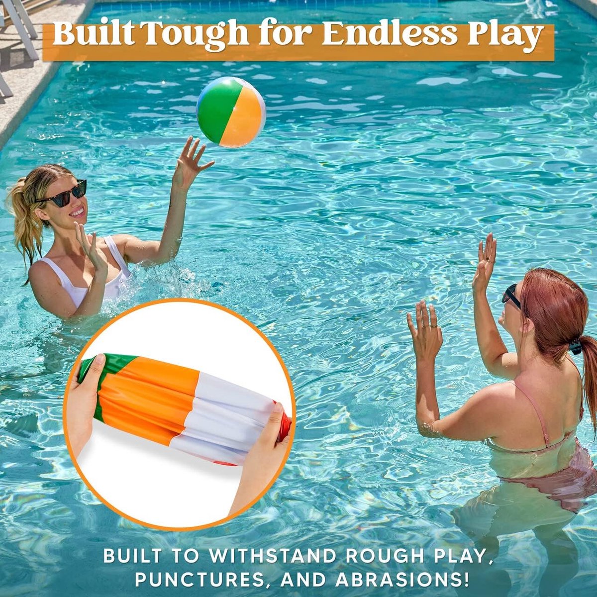 12 stuks regenboogkleurige strandballen - 30 cm opblaasbaar zwembadspeelgoed voor zomerse waterspelletjes- kinderfeestjes-combiset inclusief opblaasbare strandballen – foto 8