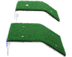 Terras Schildpad Platform - Rustplek Reptiel - Zonnebaden & Klimmen - Zuignap Bevestiging - 21x20x6 cm - Groen