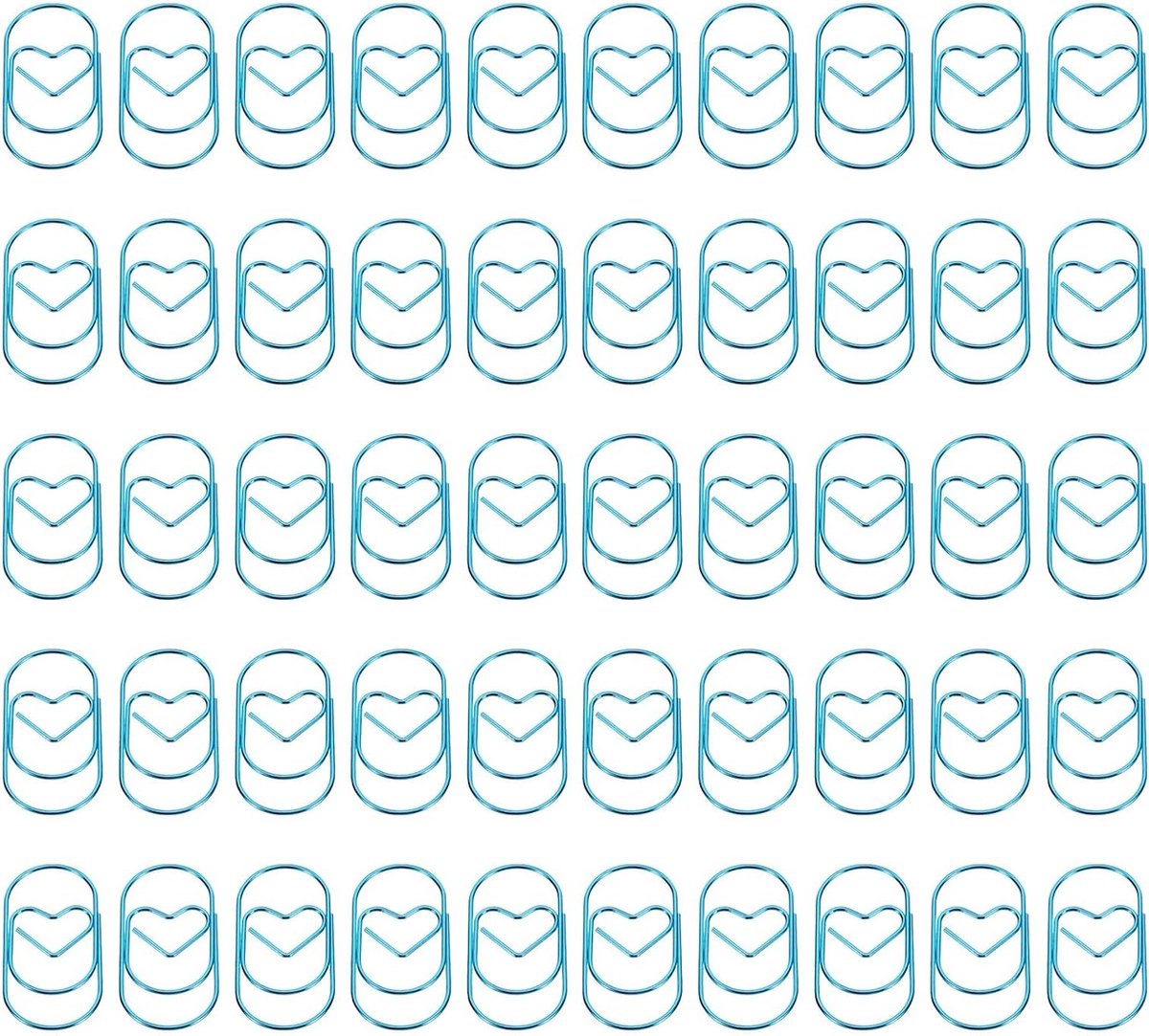 50 Stuks Hartvormige Paperclips, Perfect voor Kantoor, Creatieve Projecten en Thuisgebruik, Blauw, 5 cm