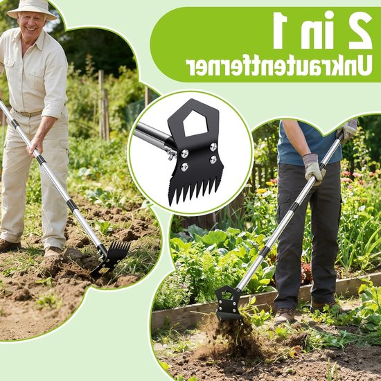 Efficiënte Onkruidverwijderaar met Lange Handgreep, 2-in-1 Onkruidhark en Tuinhak, Tuinwerkzaamheden, Onkruidbestrijding en Tuinonderhoud van Merkloos	 — afbeelding 3