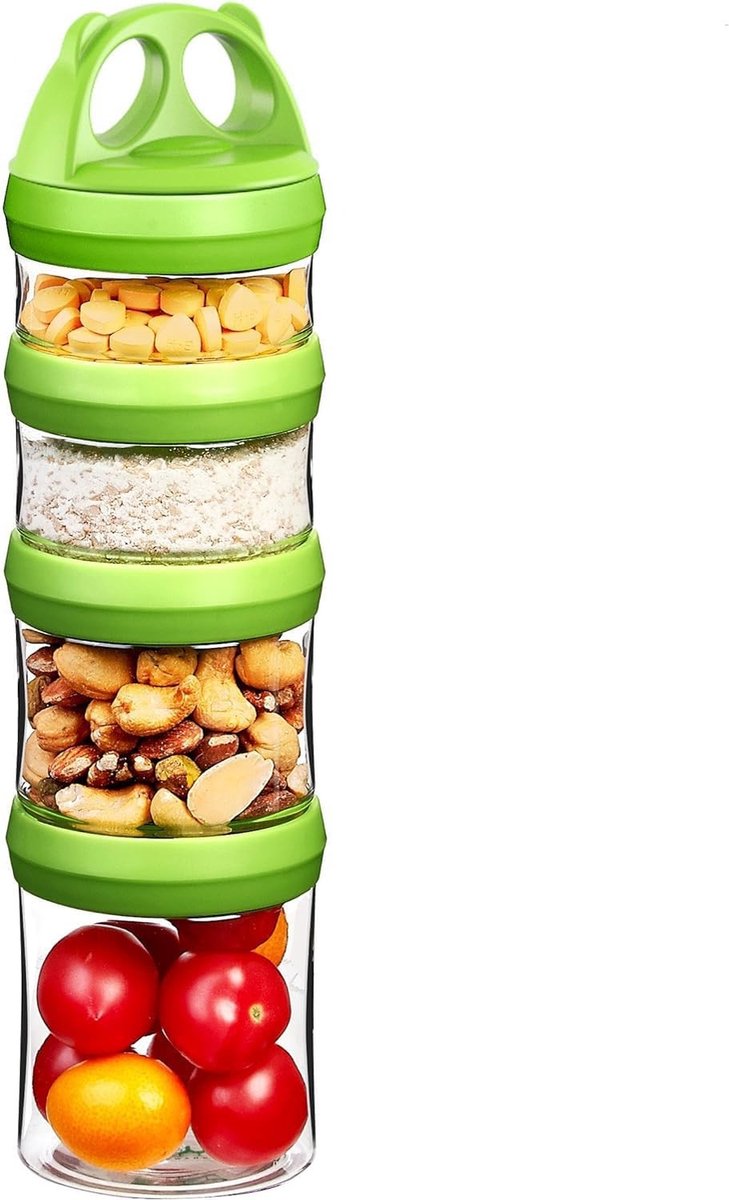 Airtight Voedselopslag Potten - Handige Portie Maten, Stapelbare Snackcontainers, BPA-vrij en Lekvrij 910ML Groen