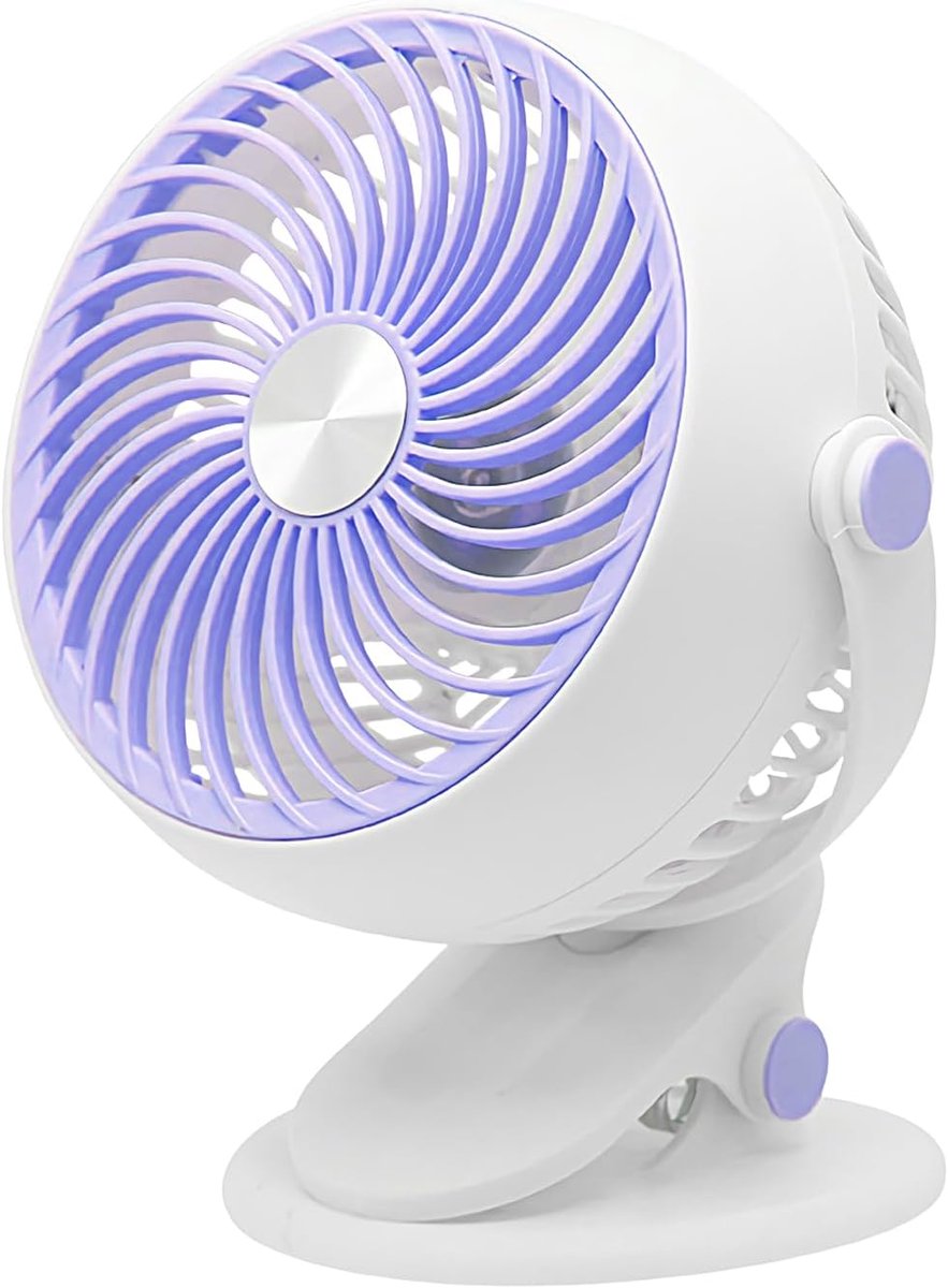 Klem Ventilator - Persoonlijke Fan - Bureau Thuis - 720 Graden Draaibaar - 19.5x17cm - Paars