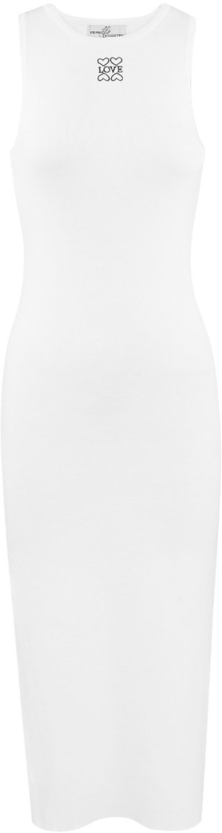 Elegant Slim Fit Midi Dress – Mouwloze Witte Jurk – Verfijnde Outfit voor elke Gelegenheid - Wit - Maat M