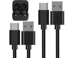 4 meter USB-C oplaadkabel - Oordopjes - Snel opladen - Zwart - Vervangende kabel - Compatibel met Sony LinkBuds, LinkBuds S, WF-1000XM4 1000XM3 SP900 H800 XB700 SP800N - Geschikt voor diverse modellen - 2 stuks.