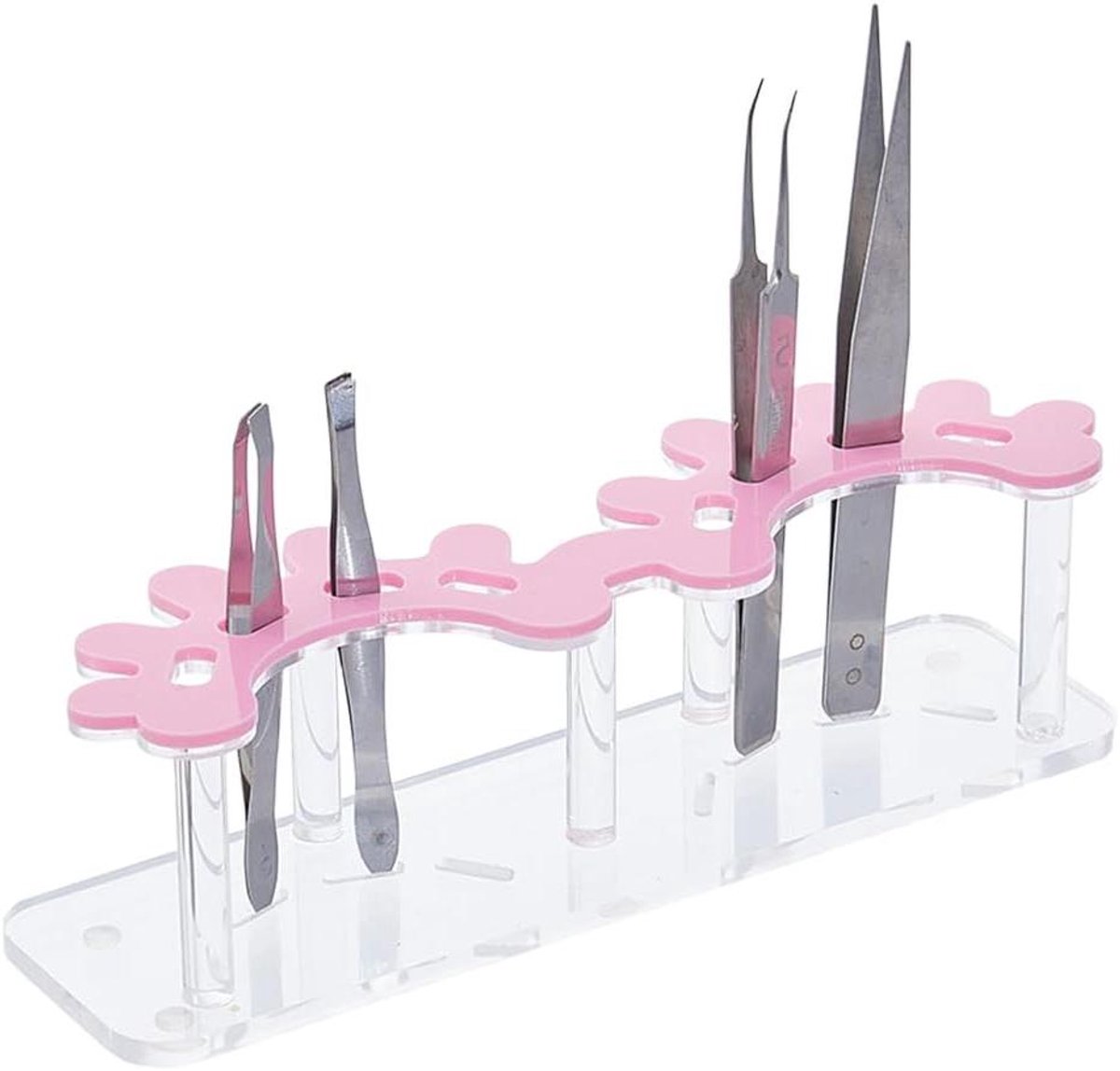 Pincet Houder - Opberger Tools - Schoonheid Organiseren - Wimper Vorm Design - 8 Gaten - Parel Roze