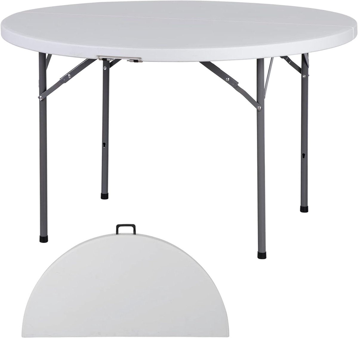 Klaptafel Rond - Bijzettafel Plastic - Binnen en Buiten - Geen Montage Nodig - 122 x 122 cm - Wit