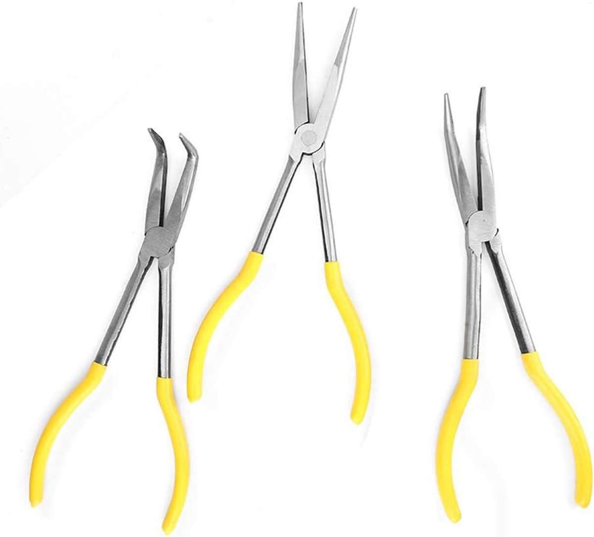 Naaldneustangen Set - Lange Neus Tangen - Buigen Vormen Snijden - Speciaal Gebluste Snijranden - 3 Stuks 11 Inch - Zwart