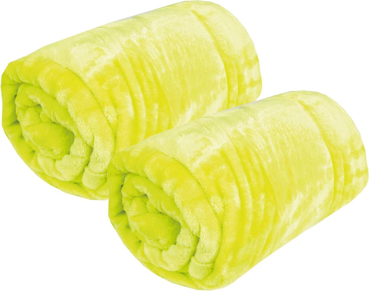 Knuffeldeken 2-pack - Woondeken fleece - Gezellig thuis - Extra zacht materiaal - 130 x 170 cm - Groen