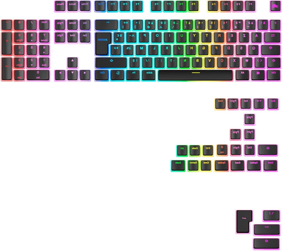 Keycaps Set - Mechanische Toetsen - Gaming Setup - Pudding Stijl - 104 Stuks - Zwart