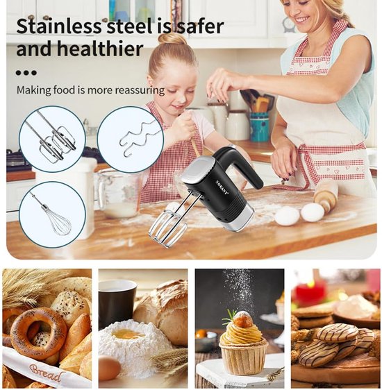 Handmixer - Keukenmixer - Bakken Thuis - 800W Krachtige Motor - 5 Snelheden - Wit — afbeelding 4