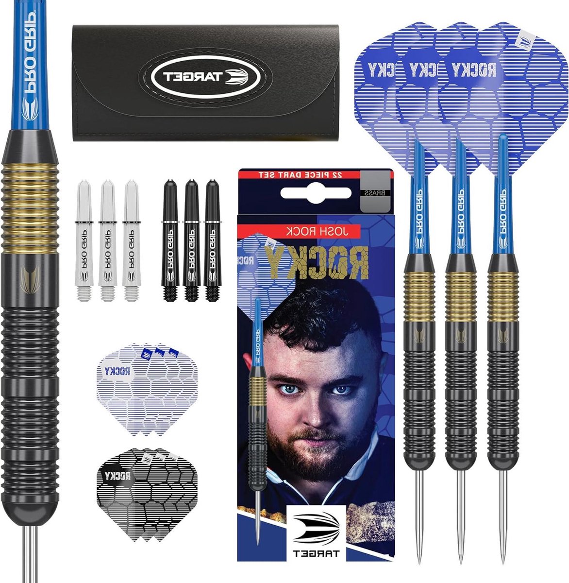 Stalen Dartpijlen Set - Dartpijlen met Tips - Precisie Werpen - Gegroefde Barrels - 22 Gram - Zwart Blauw Wit