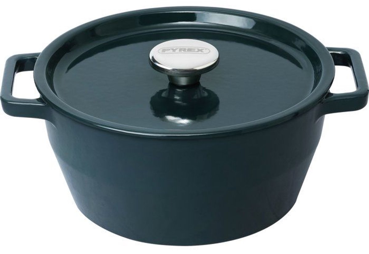 Ronde ovenschaal - PYREX - Slowcooker - 24 cm - Gietijzer - Diepblauw