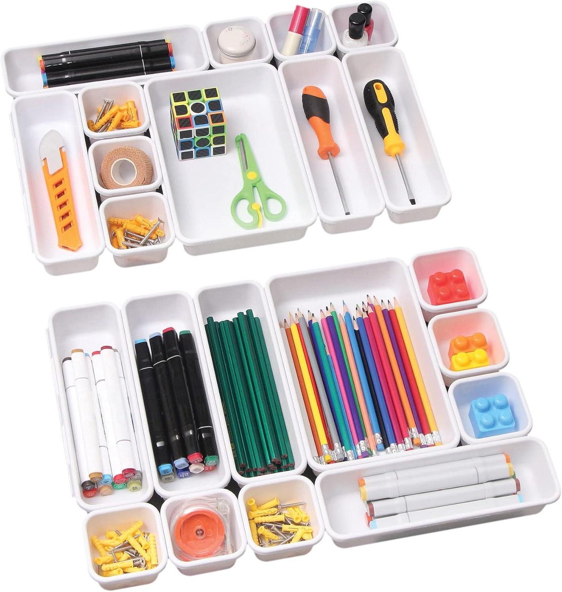Lade Organizers - Opbergbakjes - Alles Netjes Houden - Aanpasbare Indeling - 22 Delig - Wit