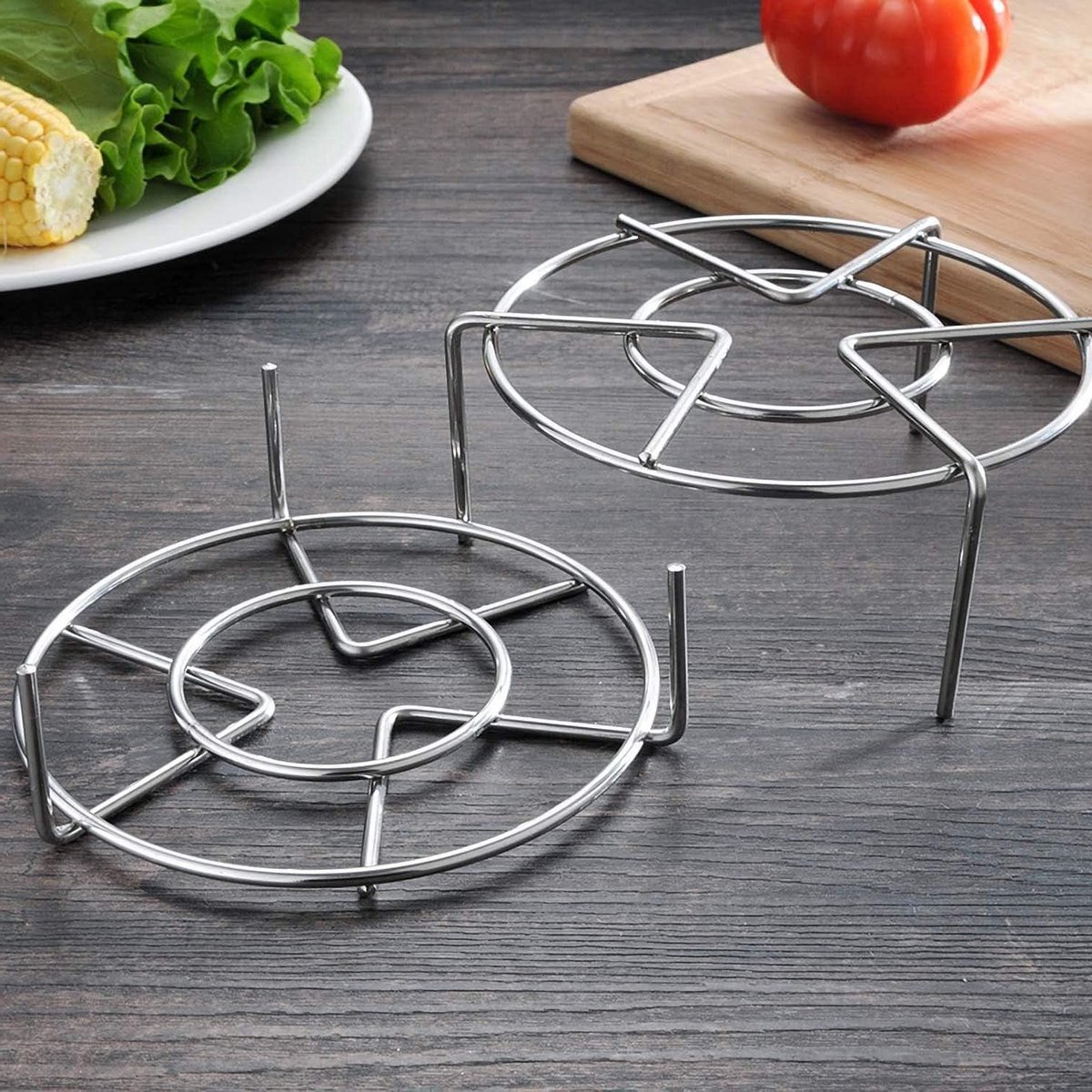 Stoomrek Set - Kookrek Accessoires - Gezond Koken - Set van 3 - Universeel - Zilverkleurig