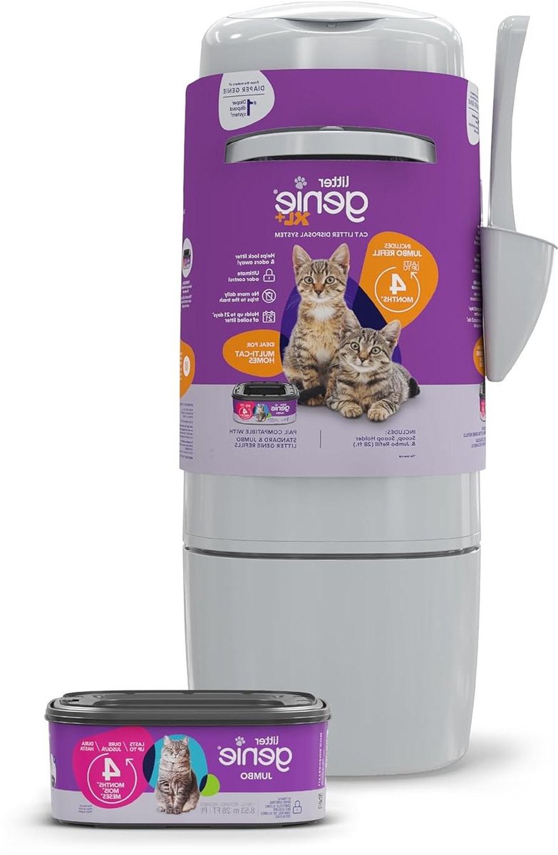 Kattenbak Afvalbak - Geurvrij Systeem - Hygiënisch Huis - Verbeterde Hendel - XL+ Capaciteit - Zilver