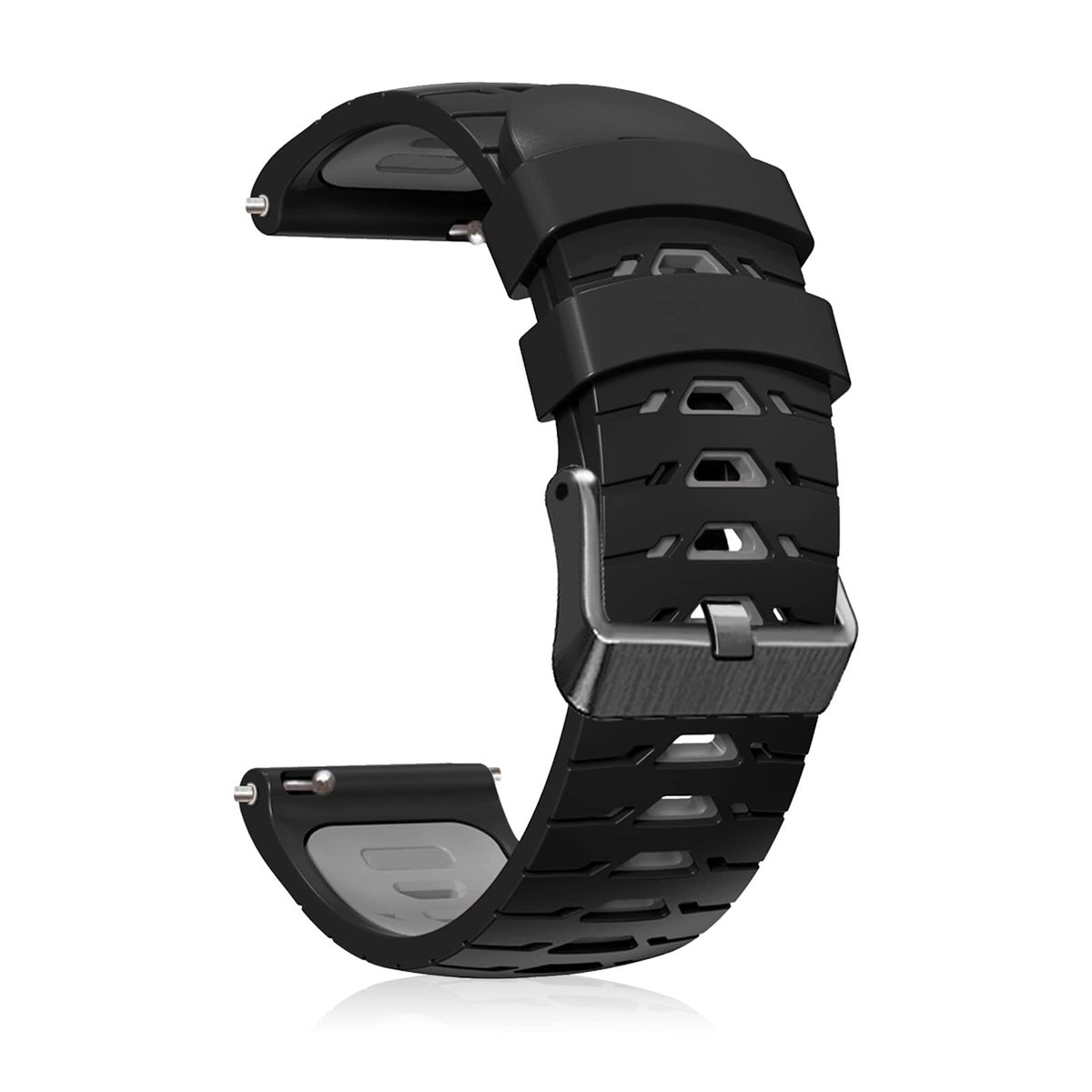 ONF3 - Siliconen armband - Sport horlogeband - Zacht materiaal - Zwart/grijs - Reserveband - Geschikt voor verschillende smartwatches