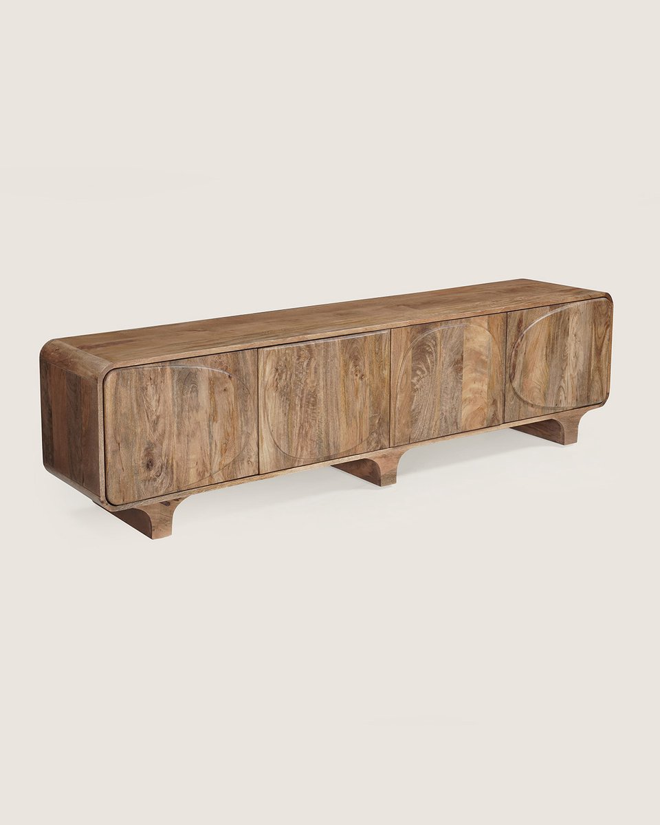TV Meubel 200 cm Mangohout – 4 Deuren – Bruin – Modern Design