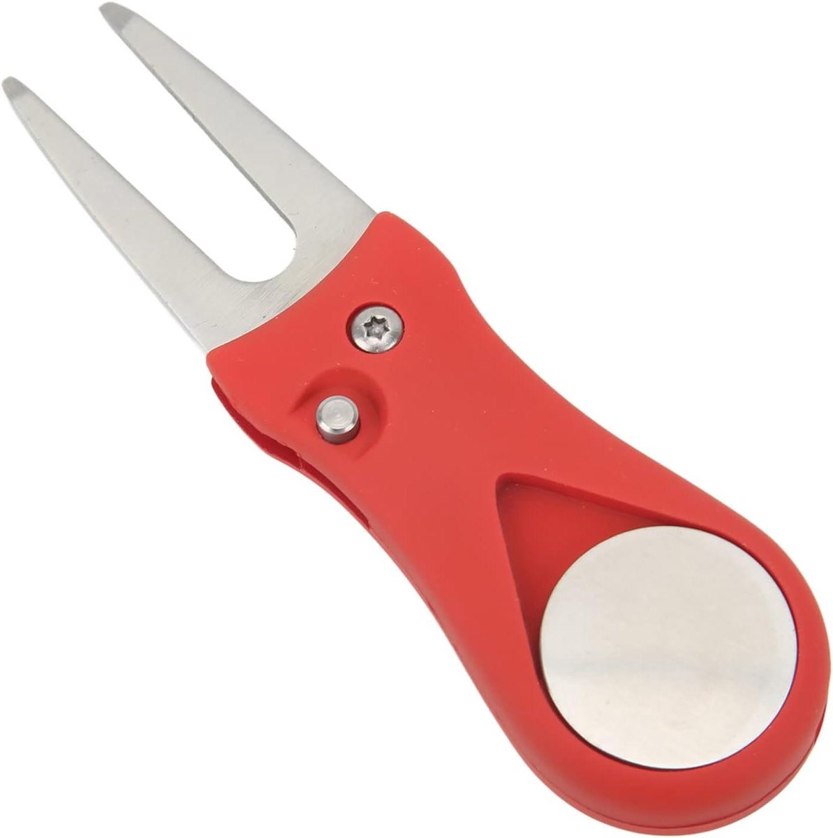 Golf Divot Tool - Groen Reparatie - Golfbaan Onderhoud - Magnetische Marker - 9x4x2 cm - Rood