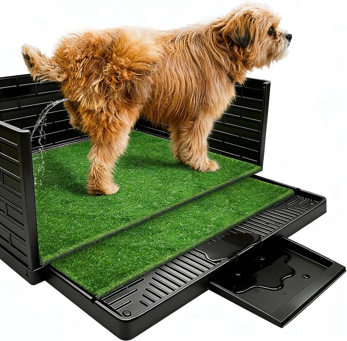 Hondentoilet Kunstgras - Puppy Plasmat - Zindelijkheidstraining Binnen - 3-Zijdig Ontwerp - 76x51x8 cm - Groen