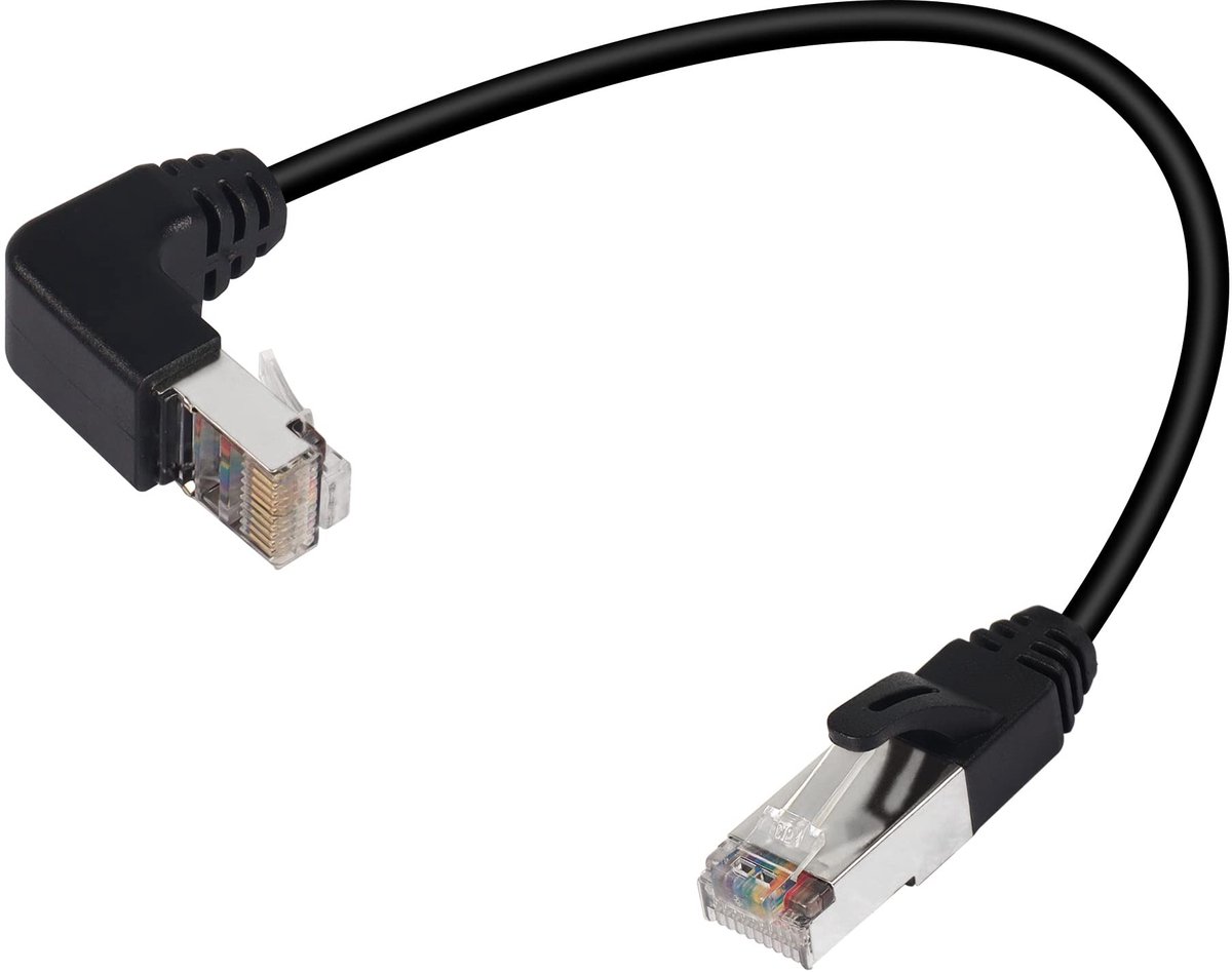QIANRENON 90° RJ50 10P10C Ethernet Kabel - 30cm - Geschikt voor Data en Mobiele Radio's