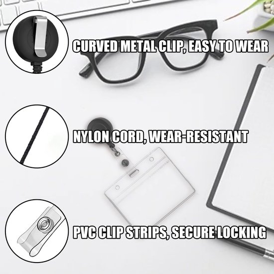 15 Stuks Uittrekbare Badgehouder, Verlengbare Lanyard, Stevige Badge Reel voor ID Kaarten, Sleutels en Werkgebruik — afbeelding 5