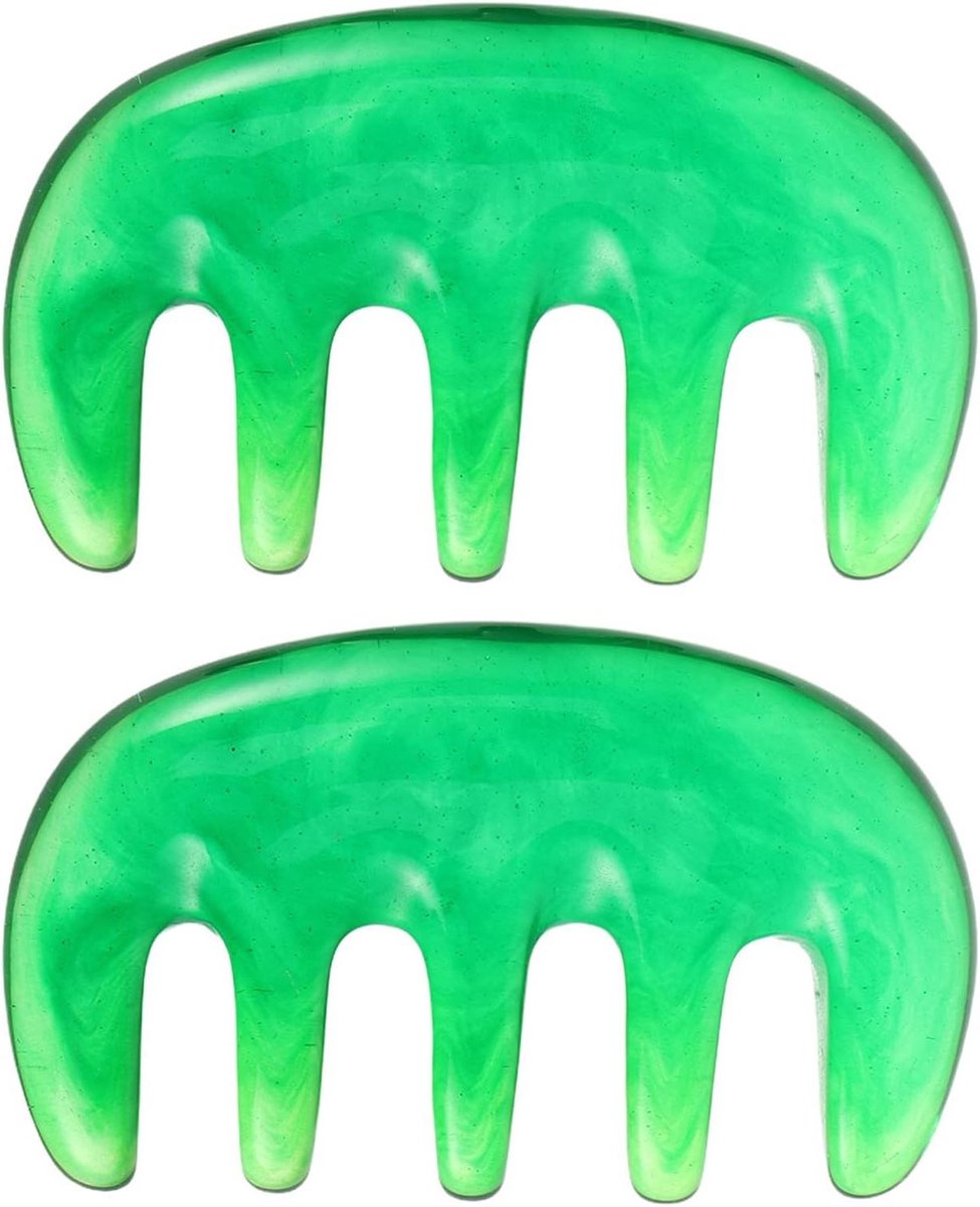 Massage Kam - Hoofdmassage Apparaat - Ontspanning en Verzorging - Antistatische Eigenschappen - 8.5 x 5.2 cm - Diep Groen