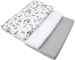 Medi Partners 3pcs. Hoeslaken voor een Babybedje 60x120 cm 100% Katoenen babybeddengoed kindermatras slaapzak