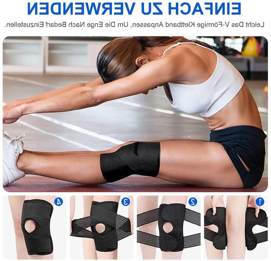Verstelbare Kniebandage met Zijsteun en Gelpad voor Pijnverlichting, Stabiliteit en Ondersteuning tijdens Sport, Wandelen en Fitness, Unisex — afbeelding 3