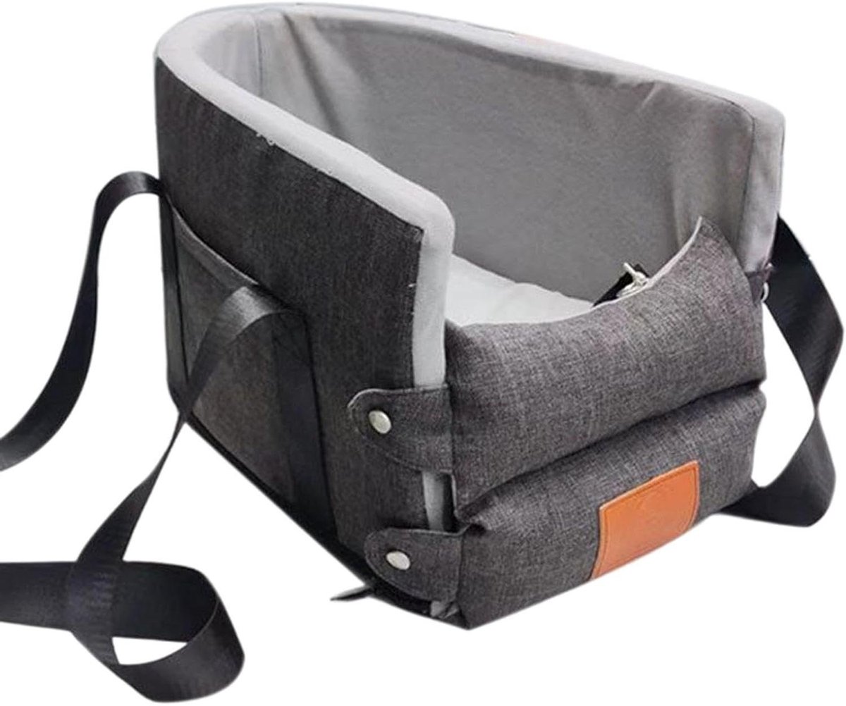 Autostoel voor huisdieren - Verhoging puppy - Veilig reizen - Met veiligheidsgordel - 38 x 25 cm - Grijs