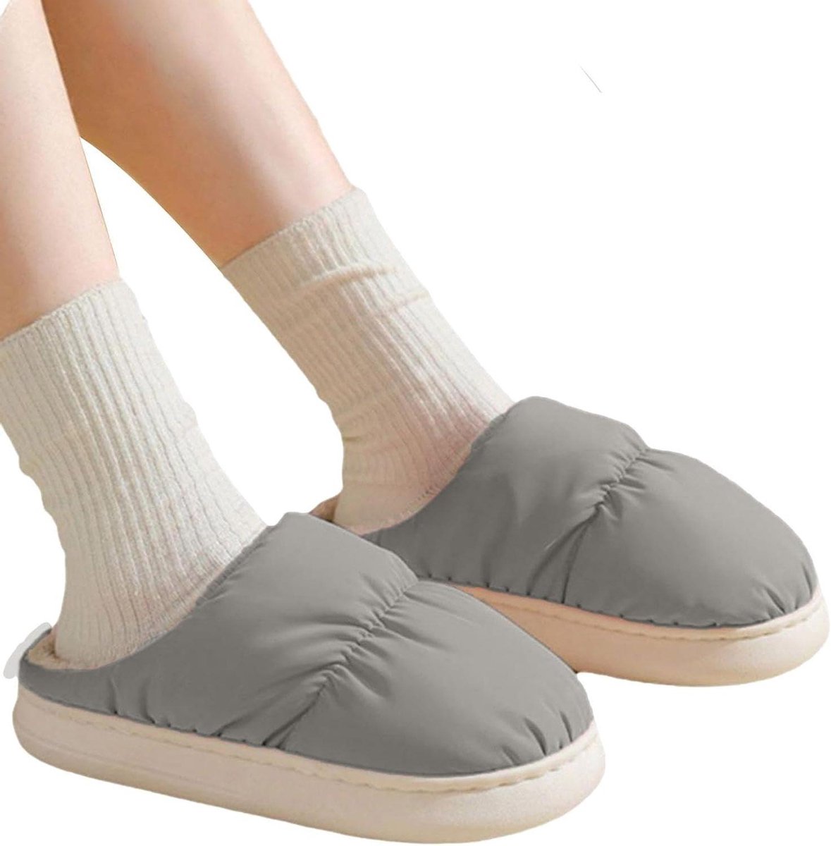 Verwarmde pantoffels - Elektrische voetenwarmers - Warm blijven - Snelle opwarming - Zoollengte 30 cm - Grijs